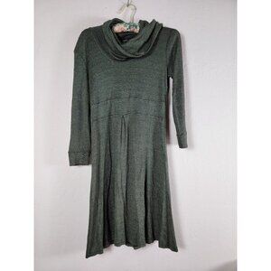 Michael Stars Women's Green Cowl Neck Knit  Sweater Dress One Size 3/4 Sleeve